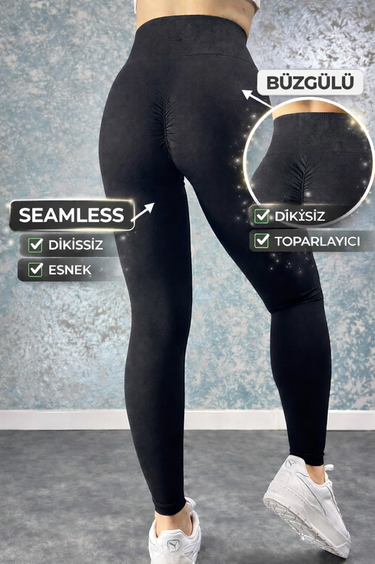 Seamless Extra Toparlayıcı Yüksek Bel Büzgülü Spor Tayt (Kopya)