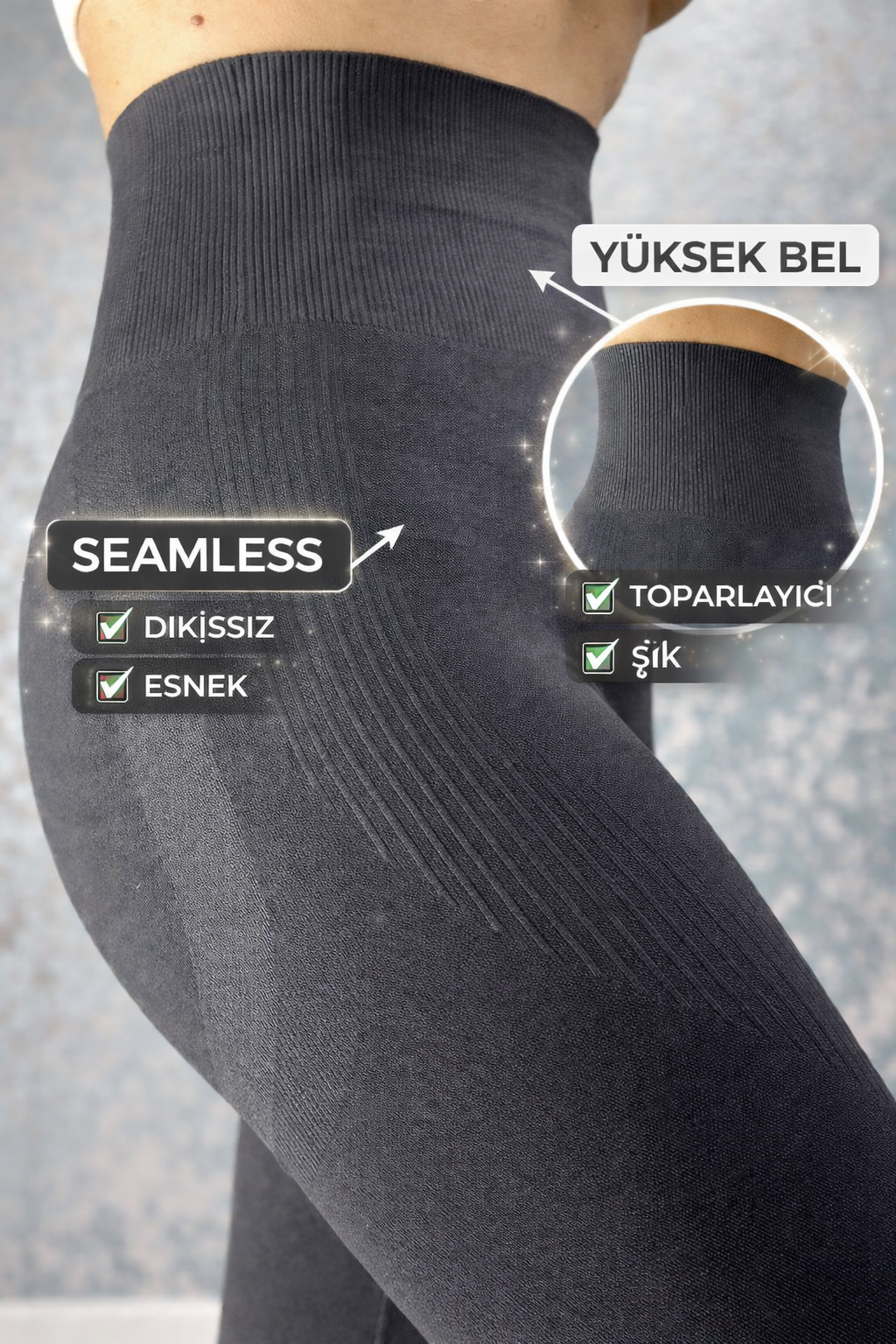 Extra Toparlayıcı Yüksek Bel Seamless Spor Tayt (Kopya)