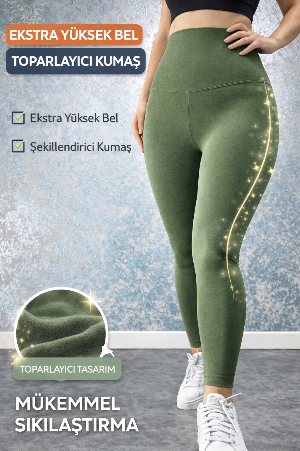 Ekstra Yüksek Bel Toparlayıcı Kumaş Spor Tayt (Kopya)