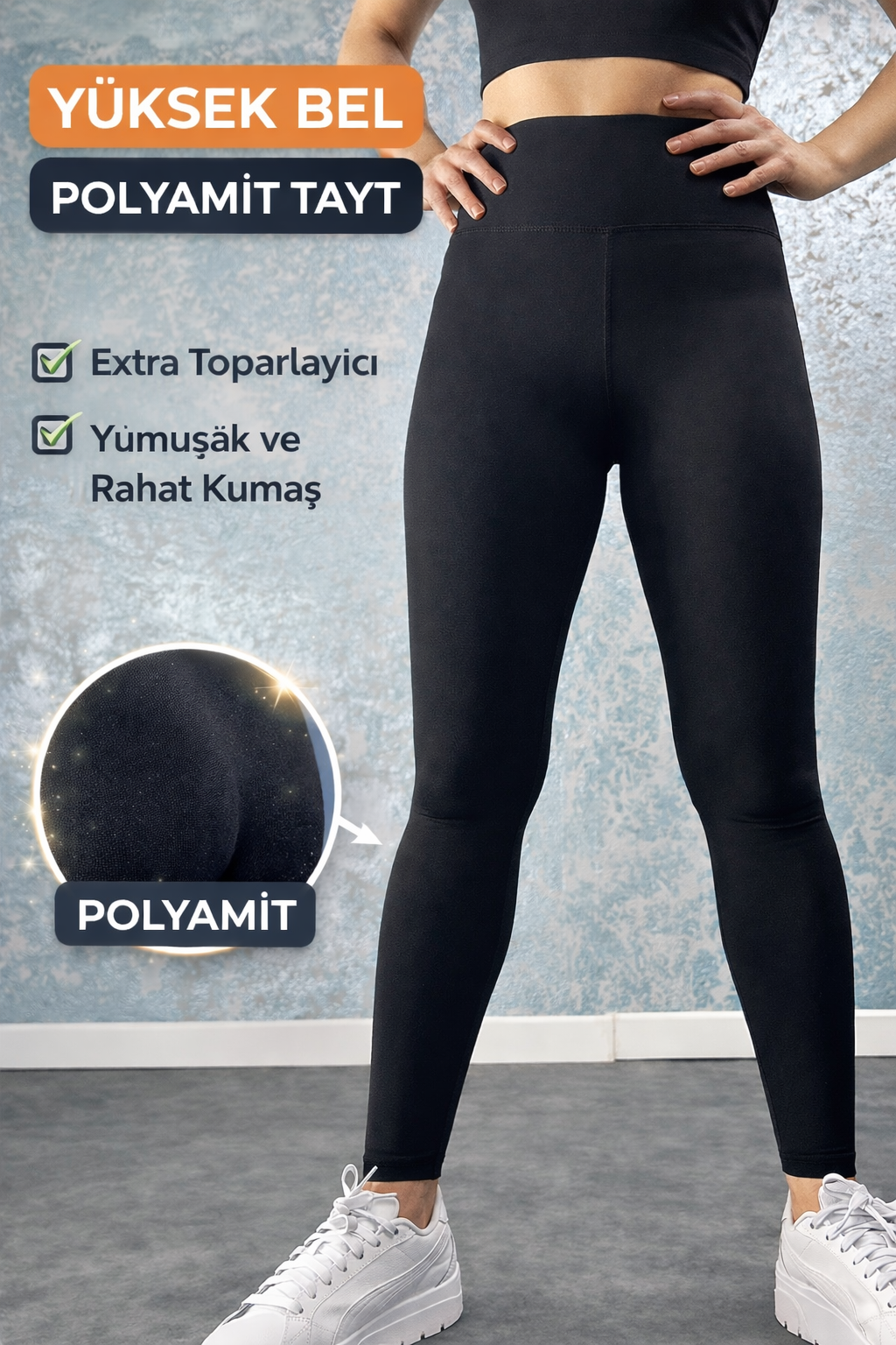 Polyamid Toparlayıcı Yüksek Bel Spor Tayt (Kopya)