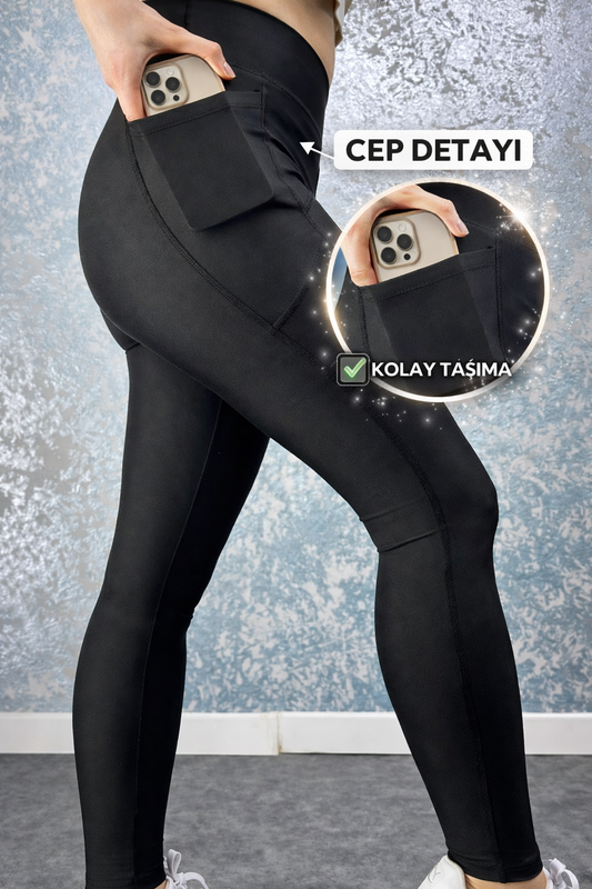 Yüksek Bel Cep Detaylı Toparlayıcı Spor Tayt (Kopya)