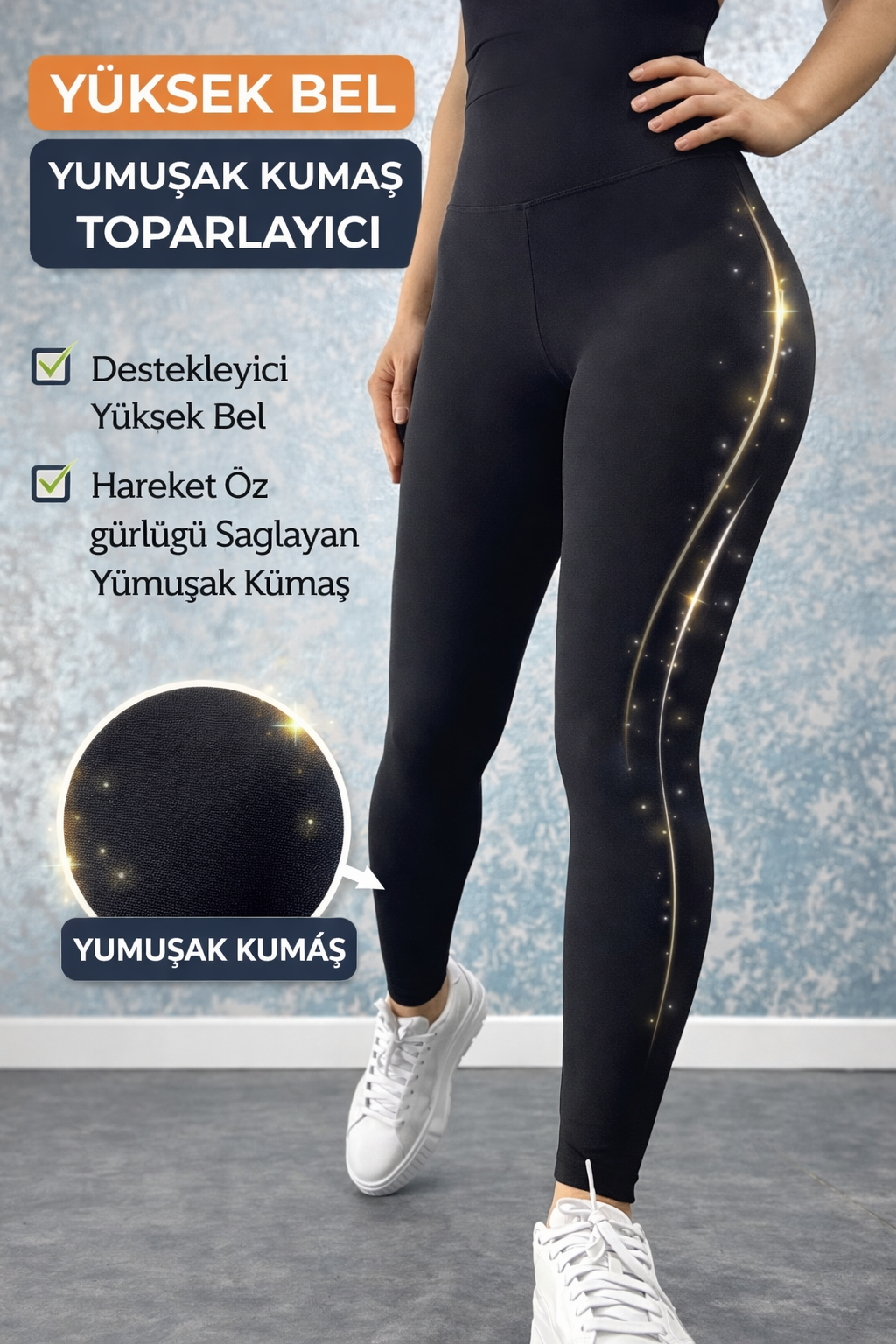 Yüksek Bel Yumuşak Kumaş Toparlayıcı Spor Tayt (Kopya)