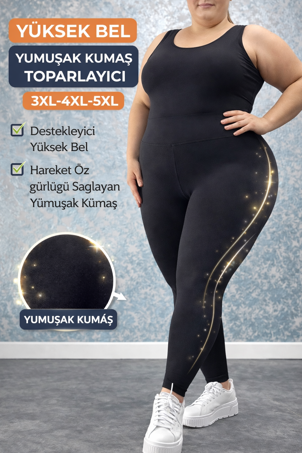 Yüksek Bel Yumuşak Kumaş Toparlayıcı Battal Beden  Tayt (Kopya)