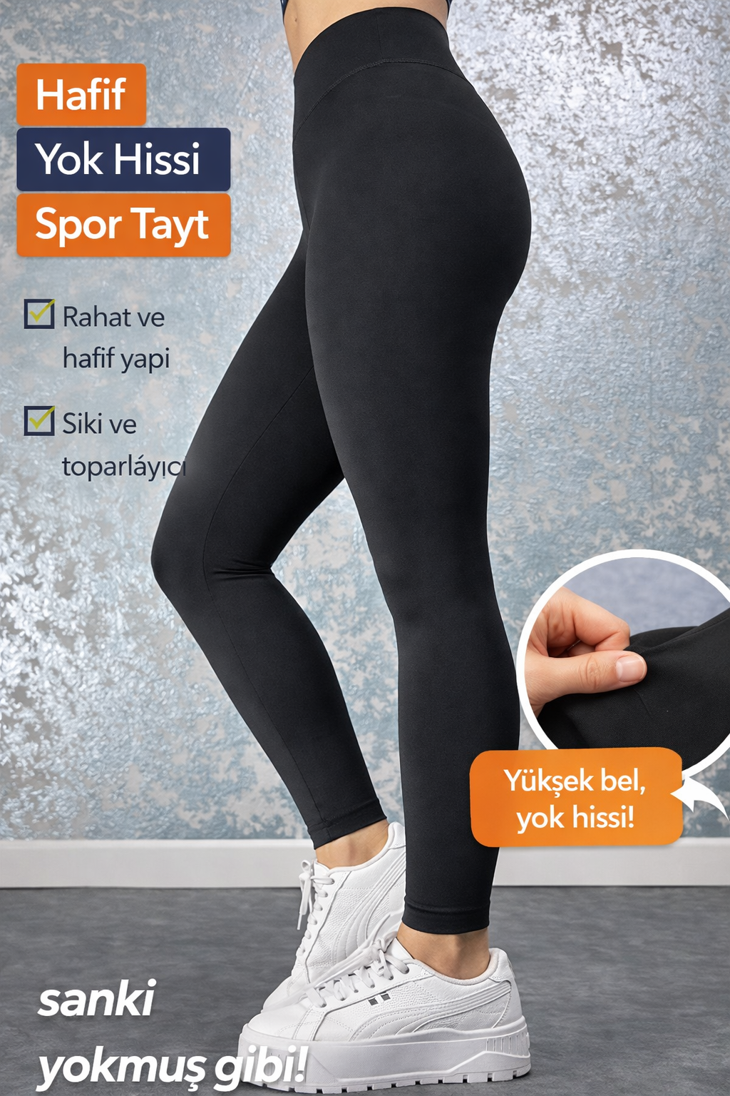 Yüksek Bel Toparlayıcı Lacivert Spor Tayt – Esnek Düz Kumaş, Yok Hissi Konfor(3XL-4XL-5XL)