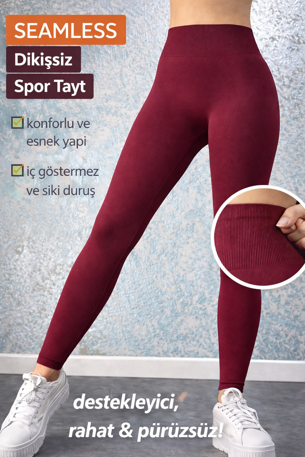 Seamless Dikişsiz Spor Tayt – Yüksek Bel Toparlayıcı, Esnek & İç Göstermez