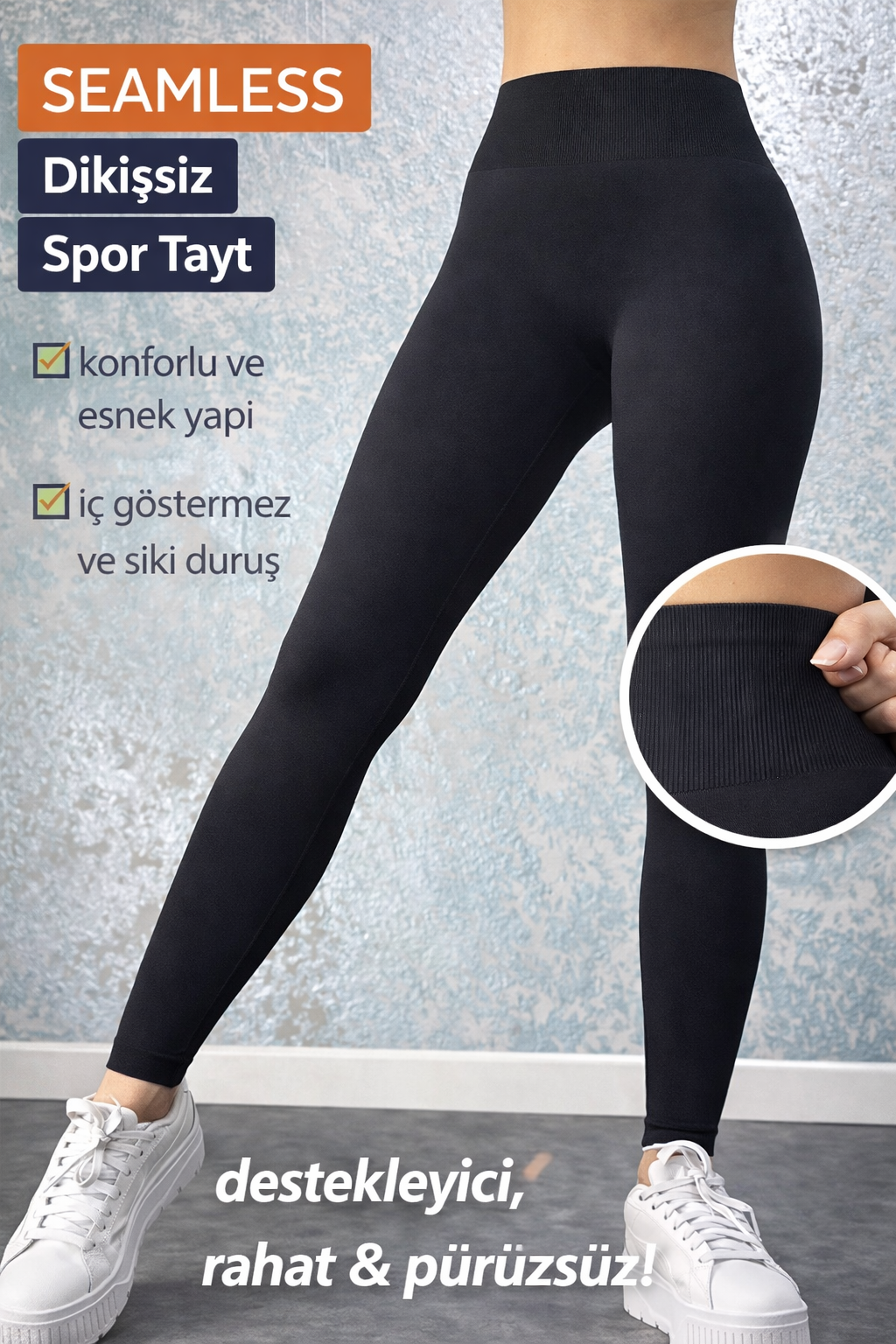 Seamless Dikişsiz Spor Tayt – Yüksek Bel Toparlayıcı, Esnek & İç Göstermez