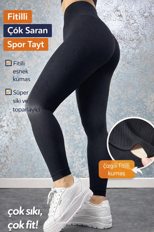 Fitilli Çok Saran Yüksek Bel Toparlayıcı Spor Tayt