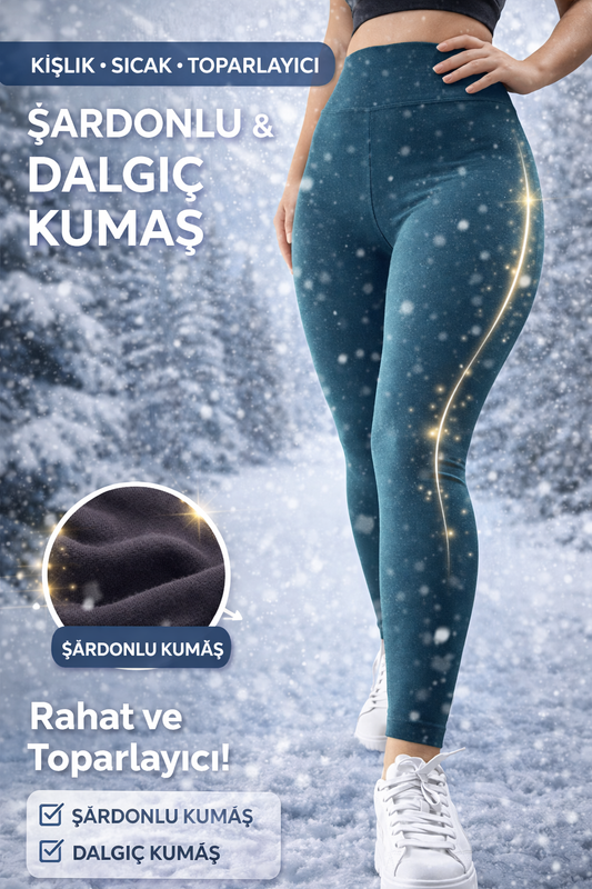 Yüksek Bel Şardonlu Kumaş Kışlık Toparlayıcı Tayt (Kopya)